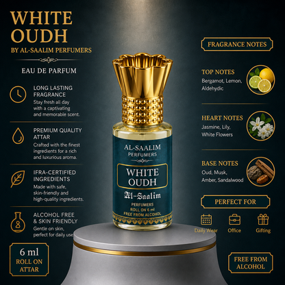 White Oudh Attar (Roll On 6ml) | Al-Saalim Perfumers | Alcohol Free