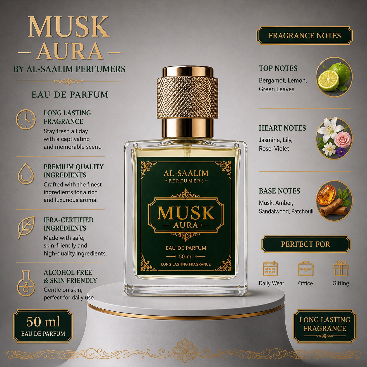 Musk Aura Eau De Parfum 50ml | Long Lasting Premium Fragrance